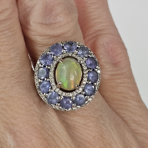 Genuine Carol Brodie Tanzanite & Opal Ring Size 8-ish! 💍 - Picture 7 of 10